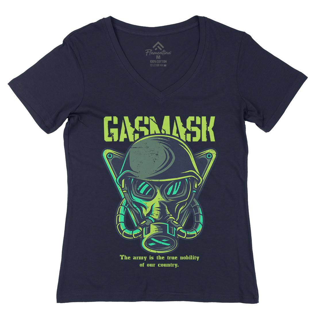 Mask Womens Organic V-Neck T-Shirt Army D791
