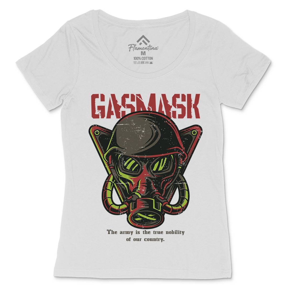 Mask Womens Scoop Neck T-Shirt Army D791