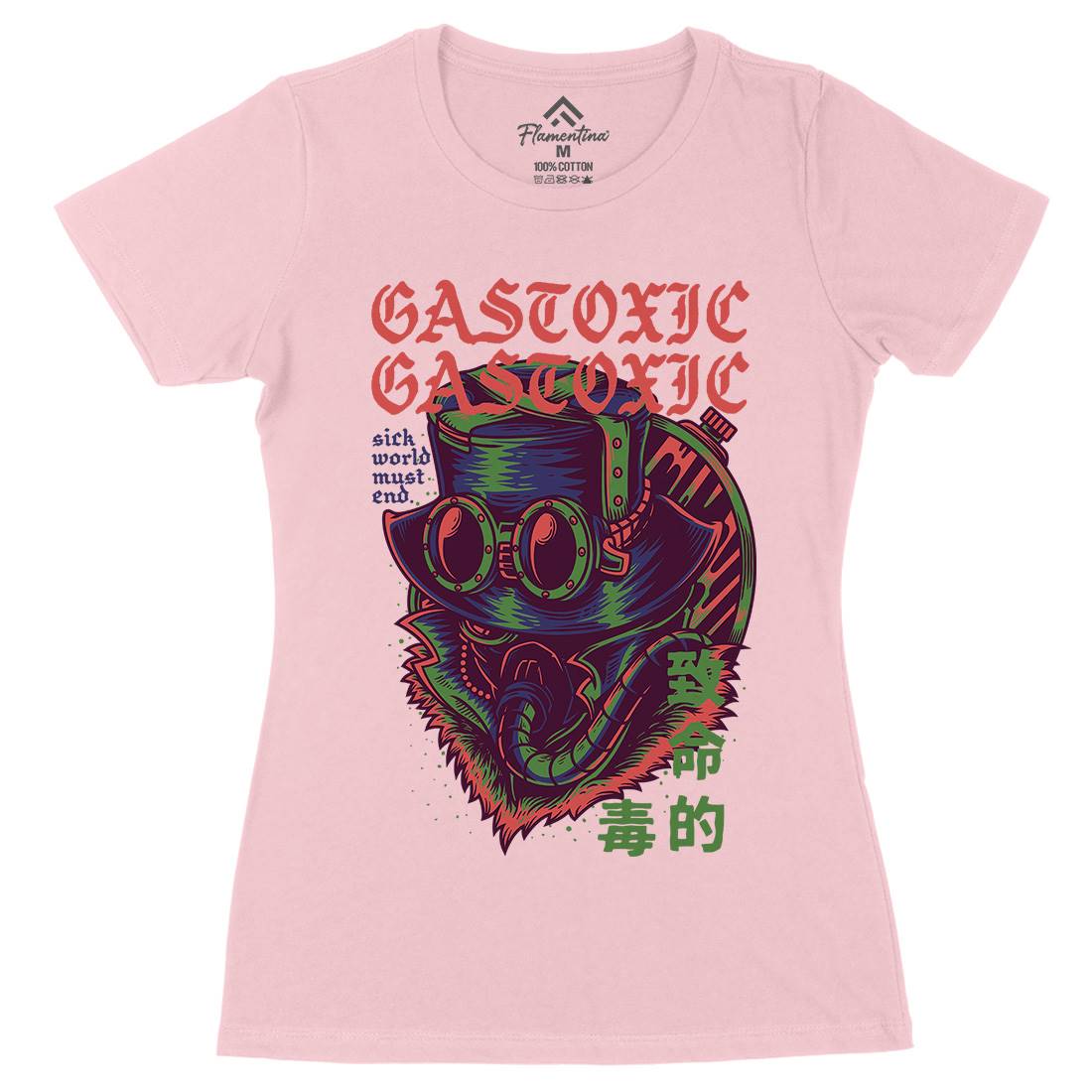 Gas Toxic Womens Organic Crew Neck T-Shirt Steampunk D792