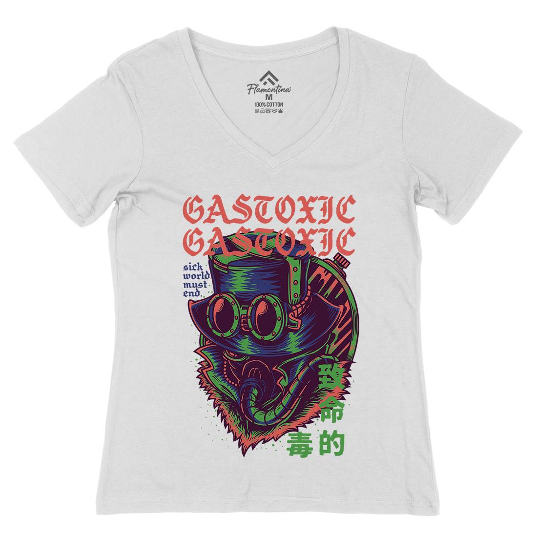 Gas Toxic Womens Organic V-Neck T-Shirt Steampunk D792