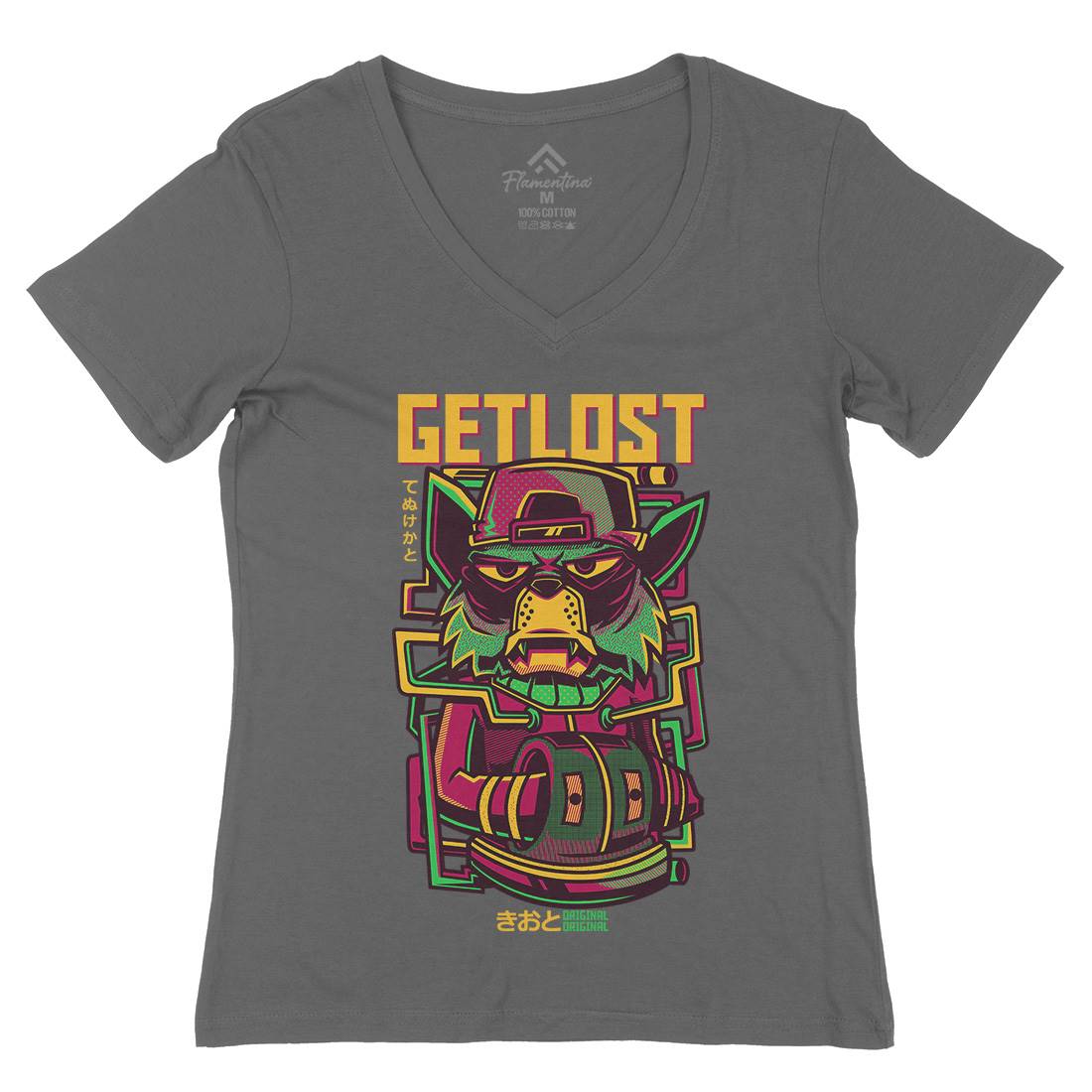 Get Lost Womens Organic V-Neck T-Shirt Animals D793