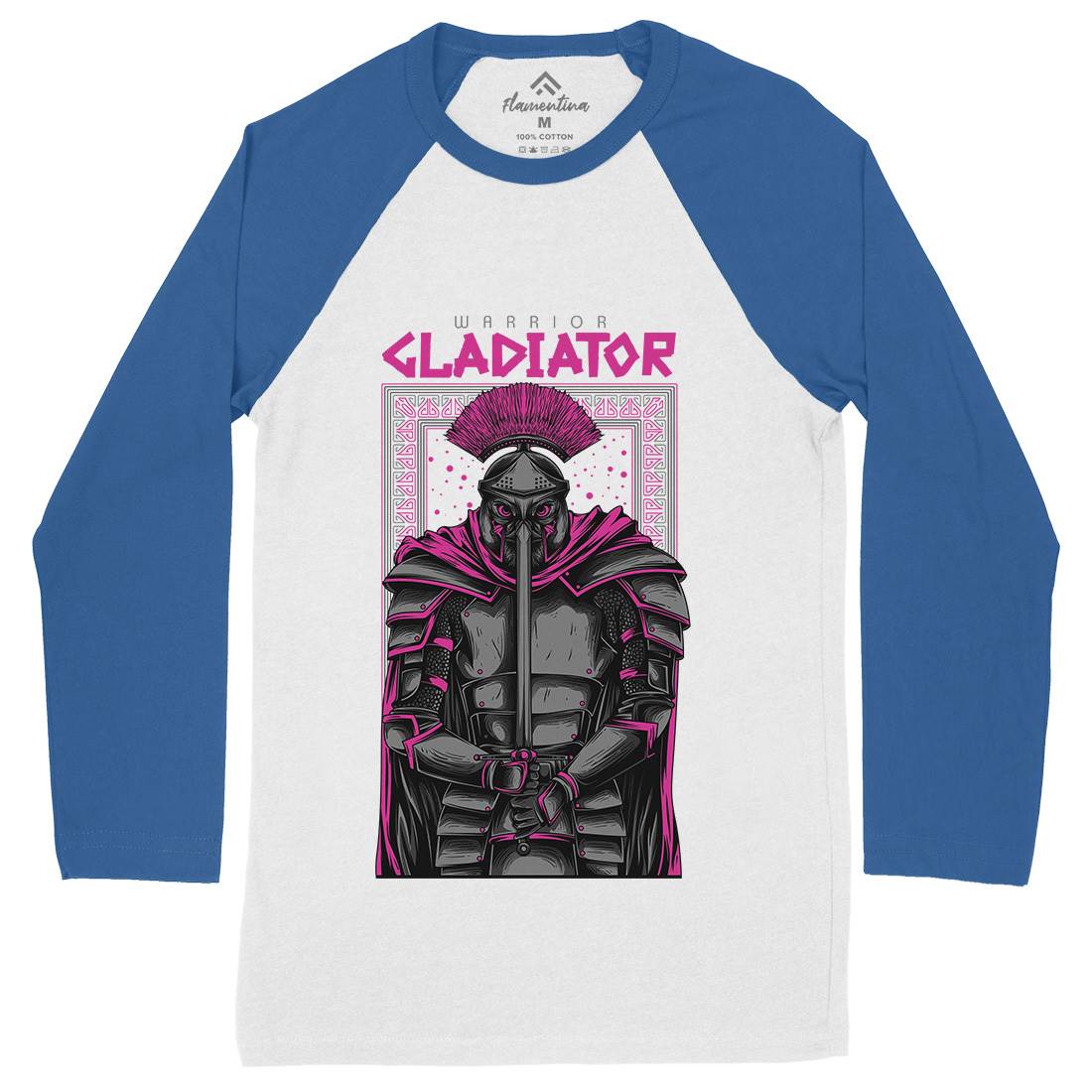 Gladiator Mens Long Sleeve Baseball T-Shirt Warriors D794