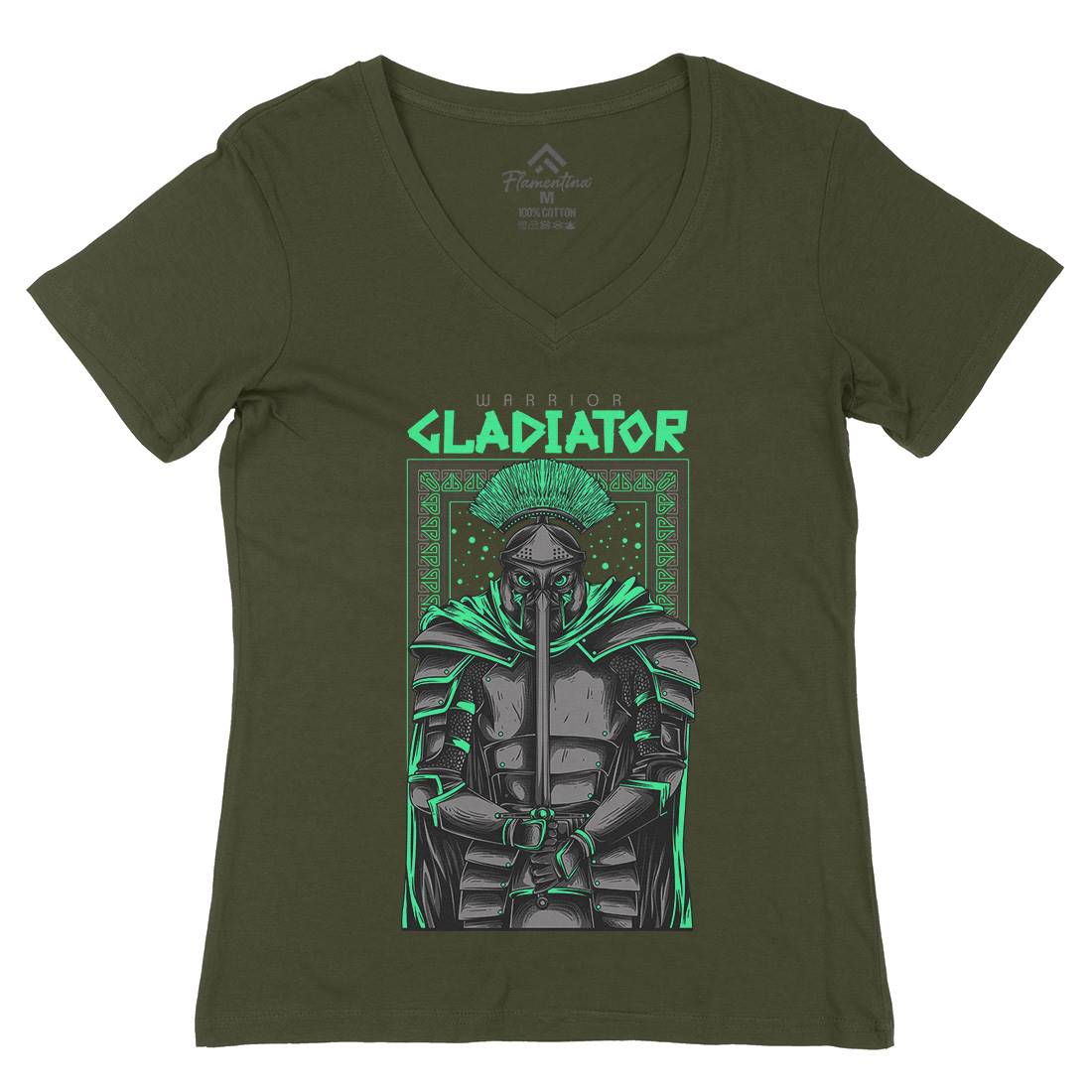 Gladiator Womens Organic V-Neck T-Shirt Warriors D794