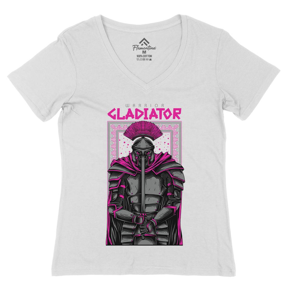 Gladiator Womens Organic V-Neck T-Shirt Warriors D794