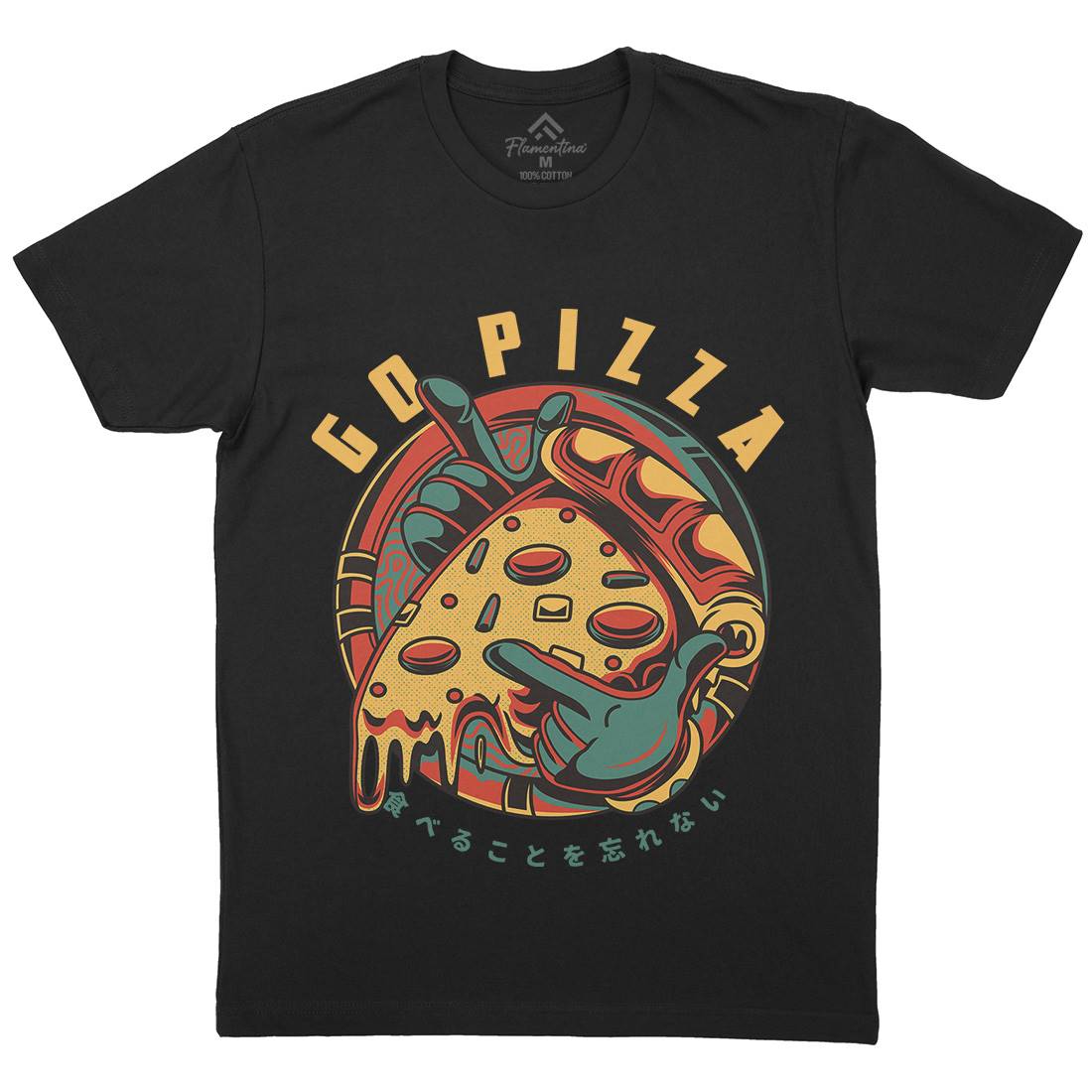 Go Pizza Mens Organic Crew Neck T-Shirt Food D795