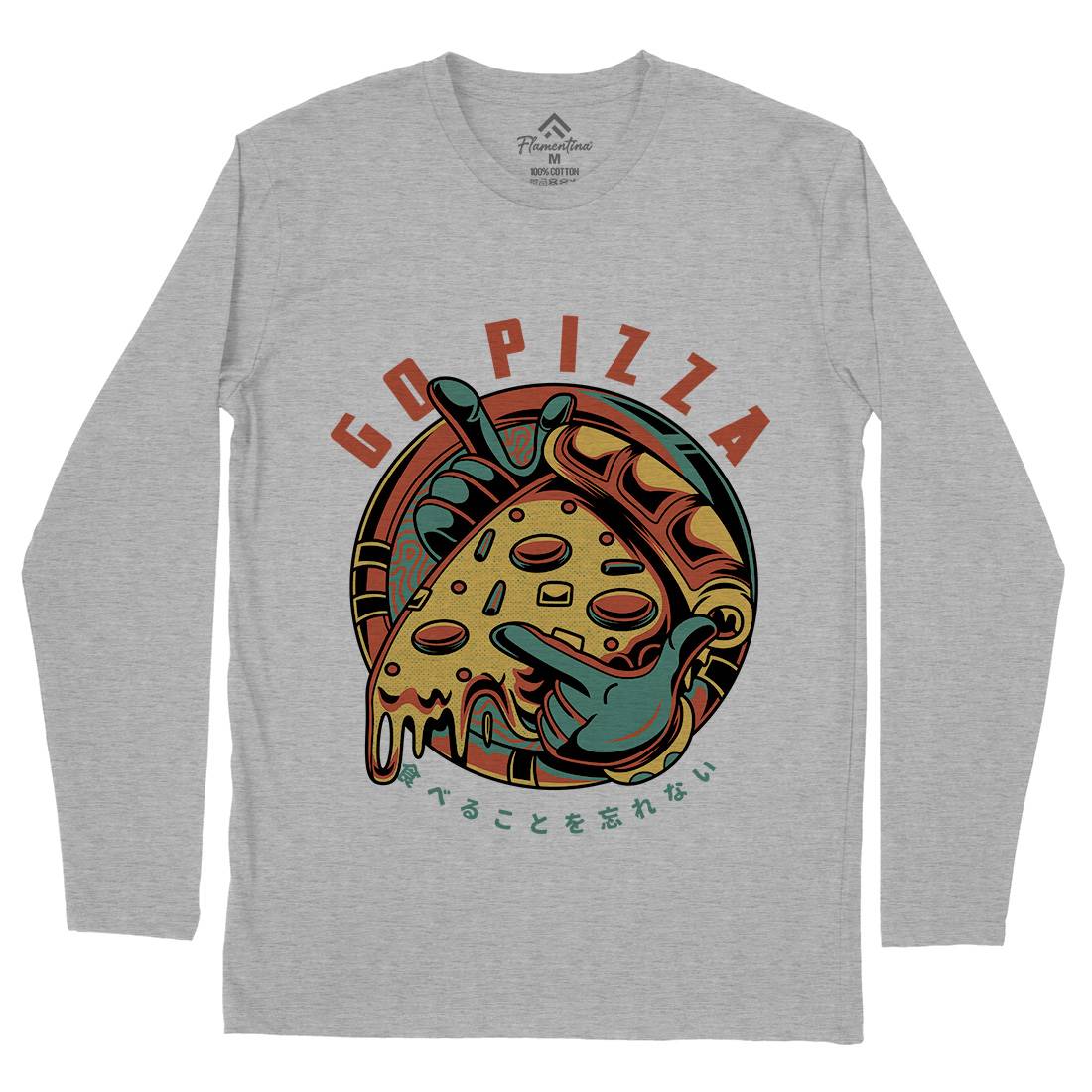 Go Pizza Mens Long Sleeve T-Shirt Food D795