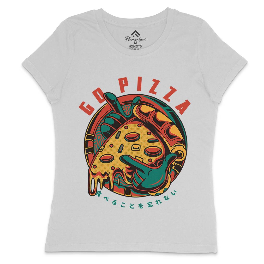 Go Pizza Womens Crew Neck T-Shirt Food D795