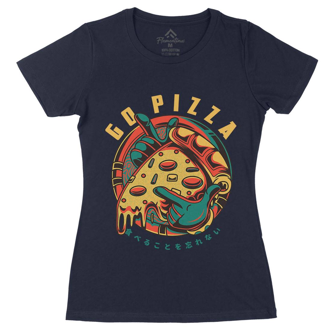 Go Pizza Womens Organic Crew Neck T-Shirt Food D795