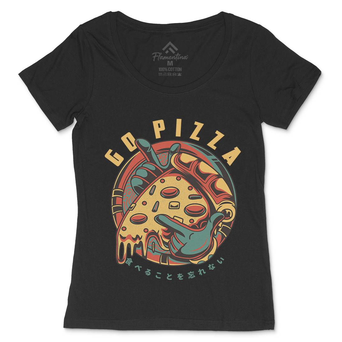 Go Pizza Womens Scoop Neck T-Shirt Food D795