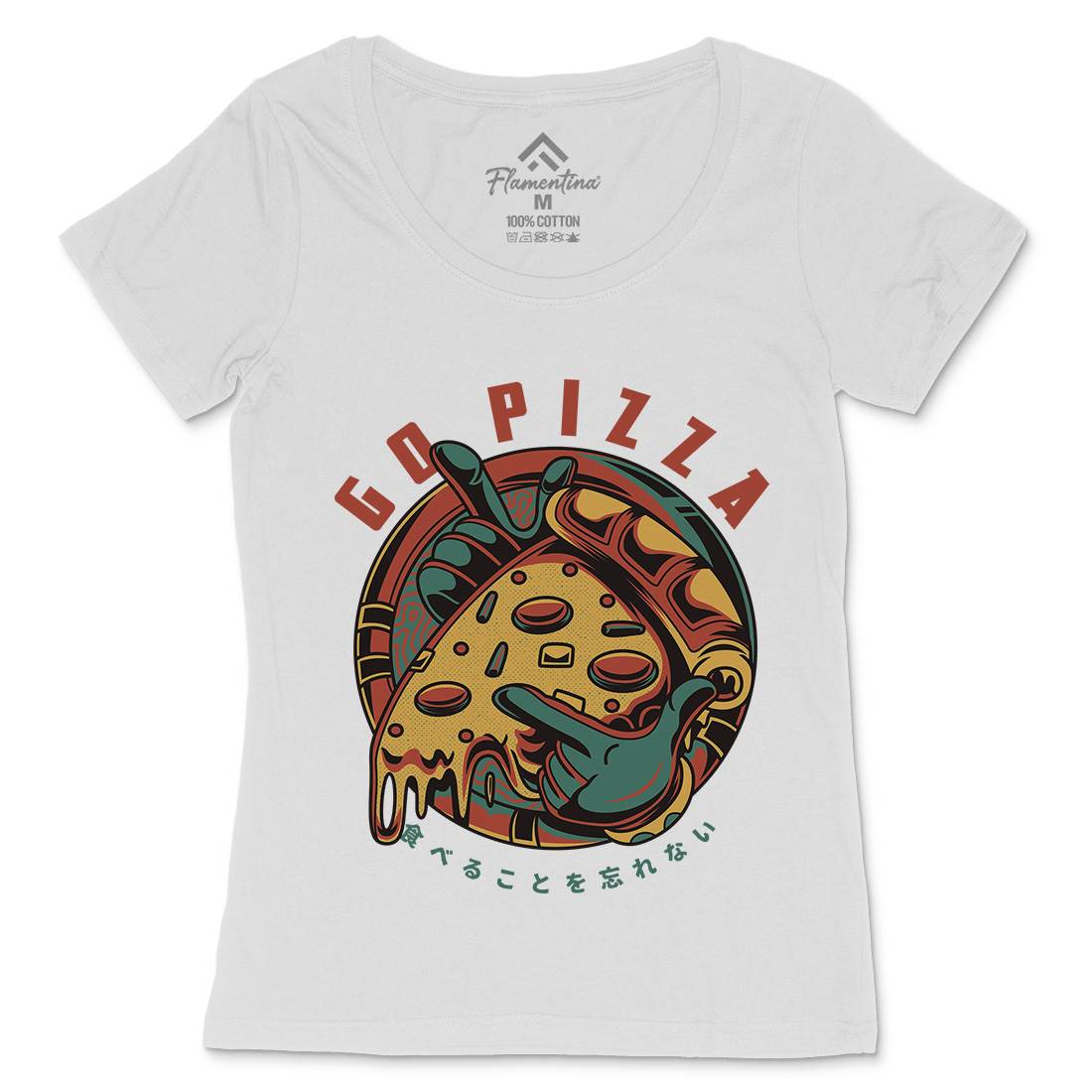 Go Pizza Womens Scoop Neck T-Shirt Food D795