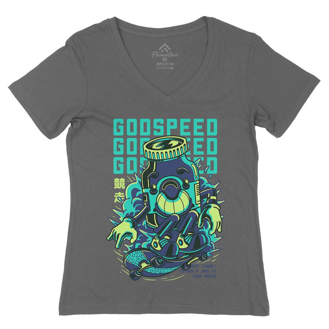 Godspeed Womens Organic V-Neck T-Shirt Skate D796