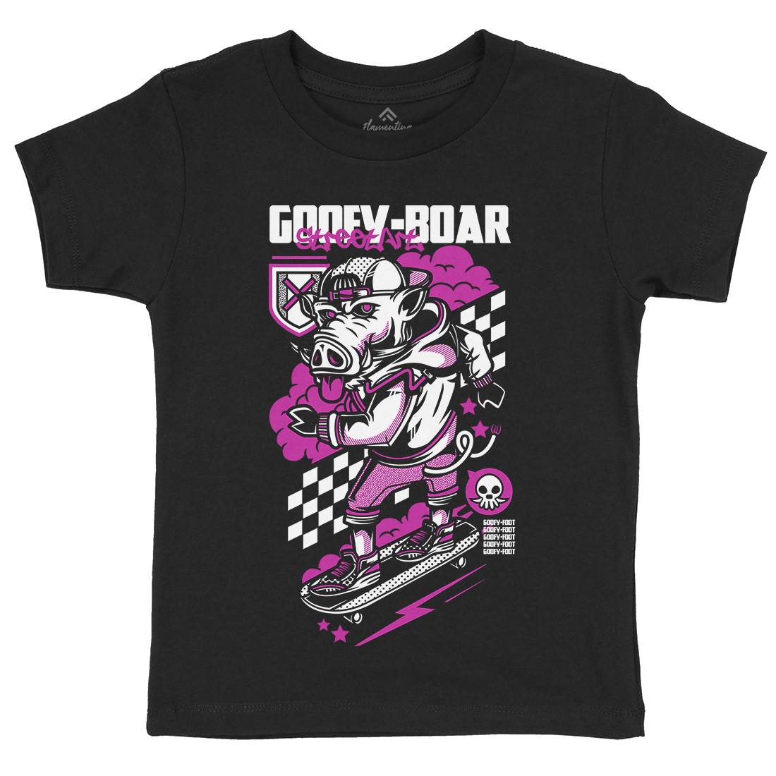 Goofy Boar Kids Crew Neck T-Shirt Skate D797