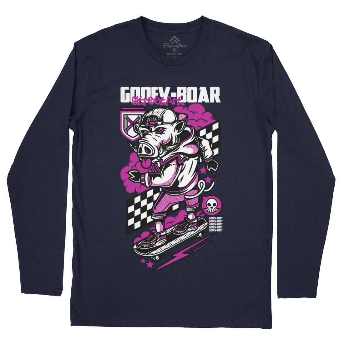 Goofy Boar Mens Long Sleeve T-Shirt Skate D797