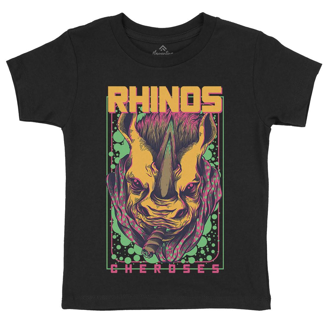 Rhinos Kids Organic Crew Neck T-Shirt Animals D800