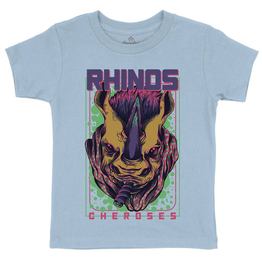 Rhinos Kids Organic Crew Neck T-Shirt Animals D800