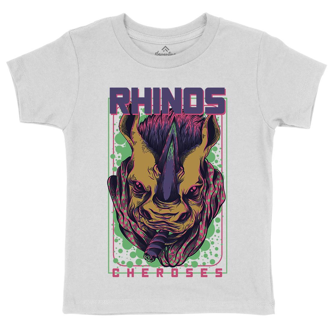 Rhinos Kids Crew Neck T-Shirt Animals D800