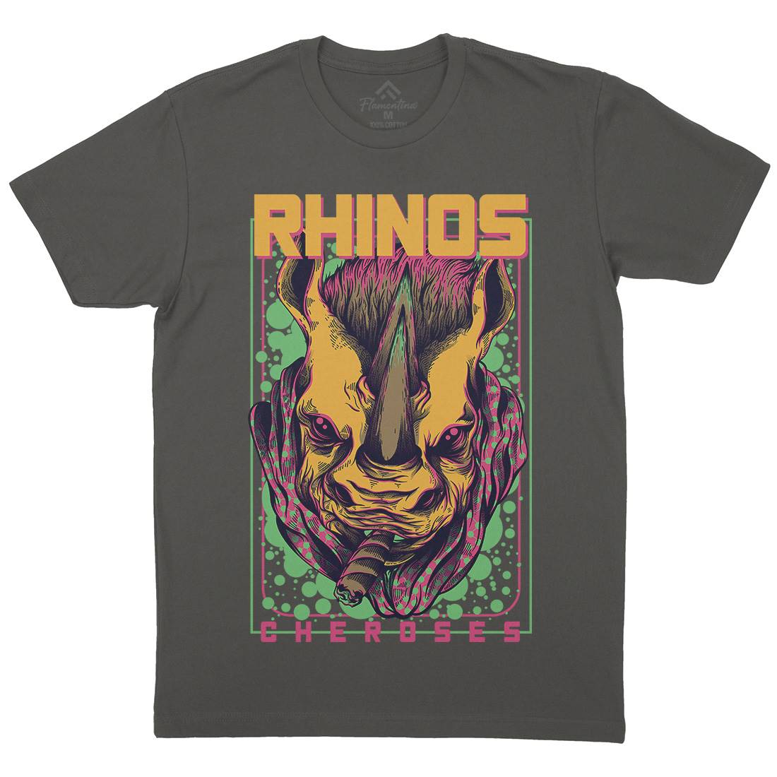 Rhinos Mens Organic Crew Neck T-Shirt Animals D800