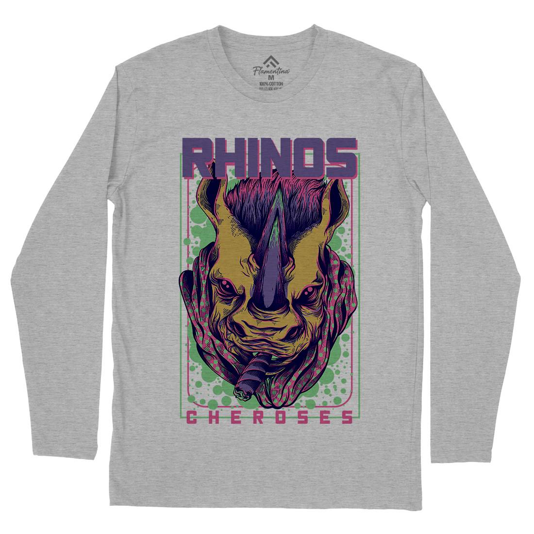 Rhinos Mens Long Sleeve T-Shirt Animals D800