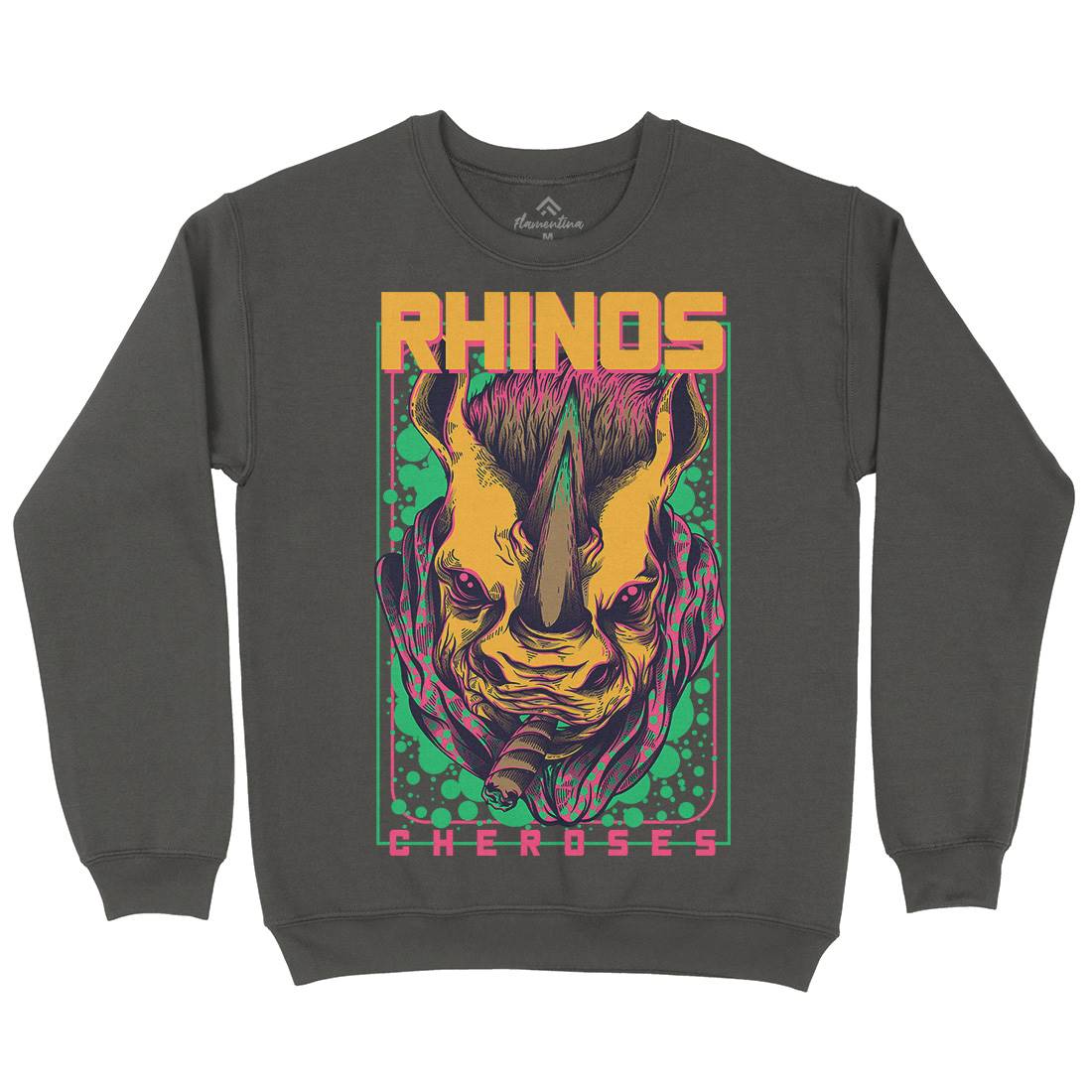 Rhinos Mens Crew Neck Sweatshirt Animals D800