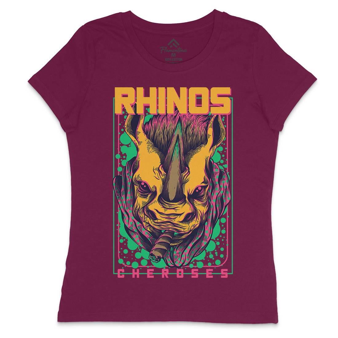 Rhinos Womens Crew Neck T-Shirt Animals D800