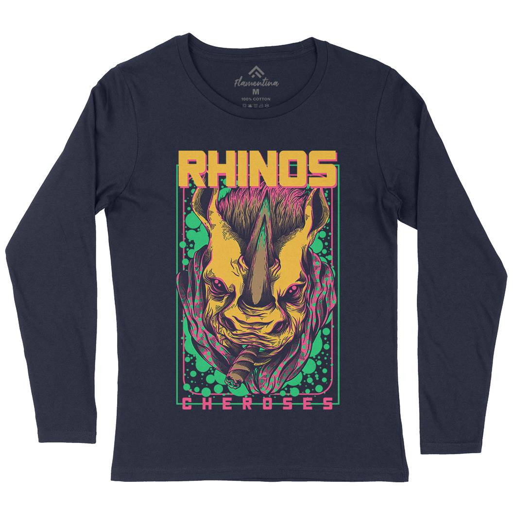 Rhinos Womens Long Sleeve T-Shirt Animals D800