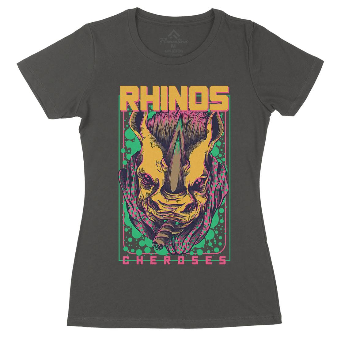 Rhinos Womens Organic Crew Neck T-Shirt Animals D800