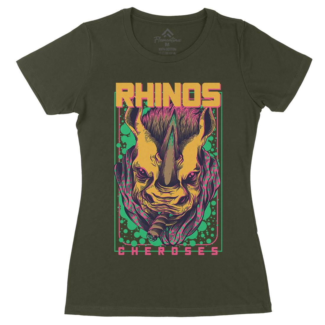 Rhinos Womens Organic Crew Neck T-Shirt Animals D800
