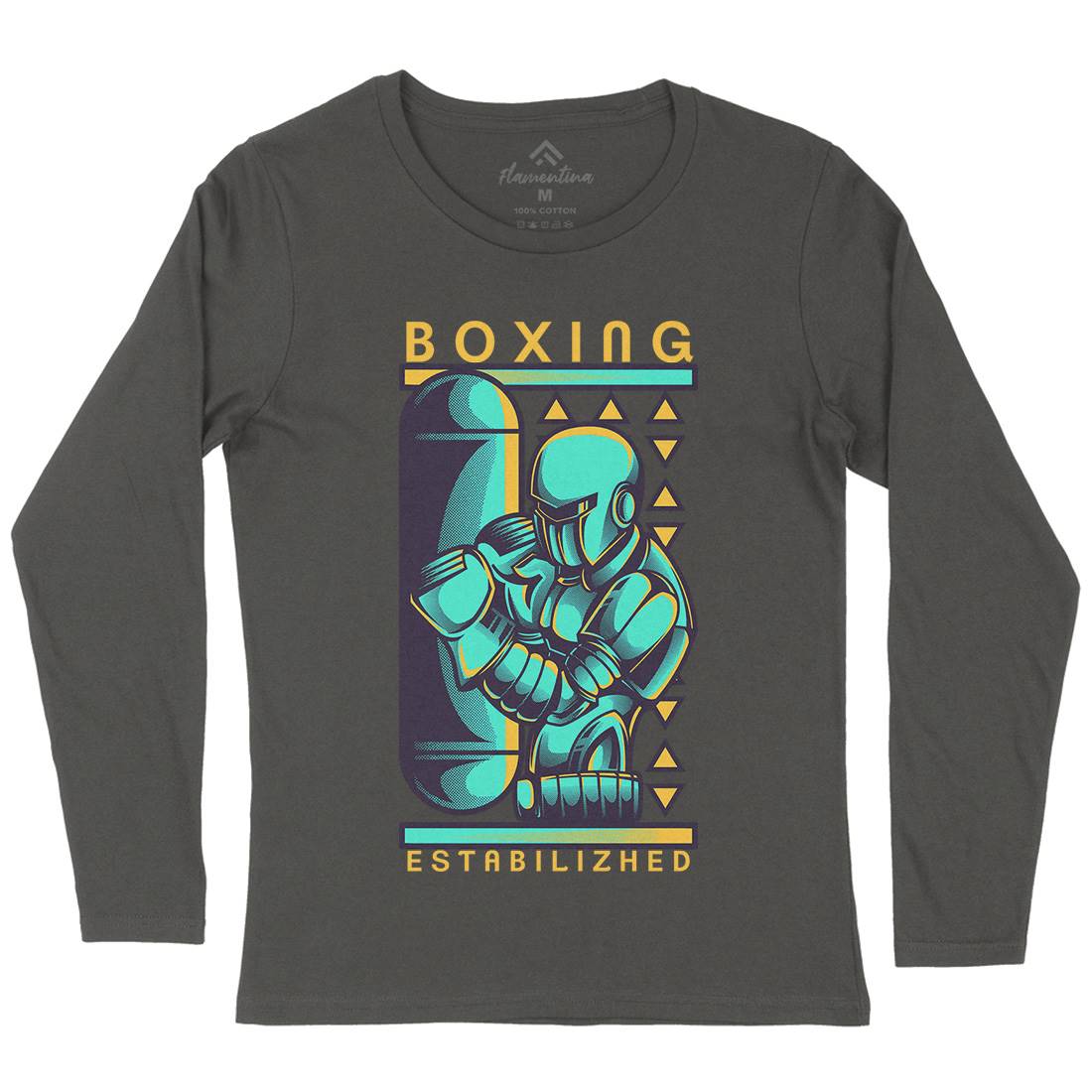 Robo Boxing Womens Long Sleeve T-Shirt Space D801