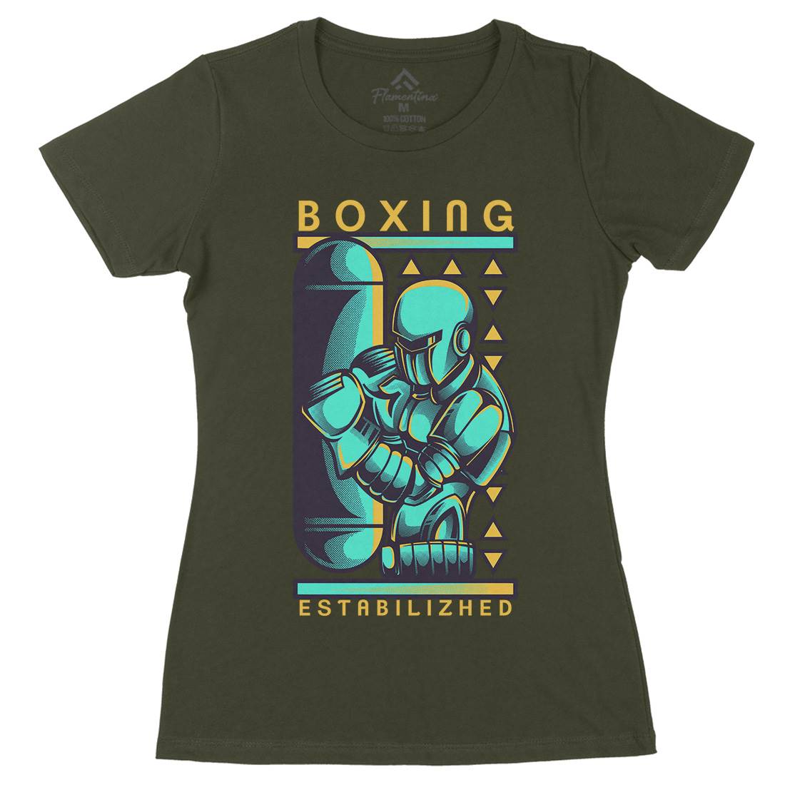 Robo Boxing Womens Organic Crew Neck T-Shirt Space D801