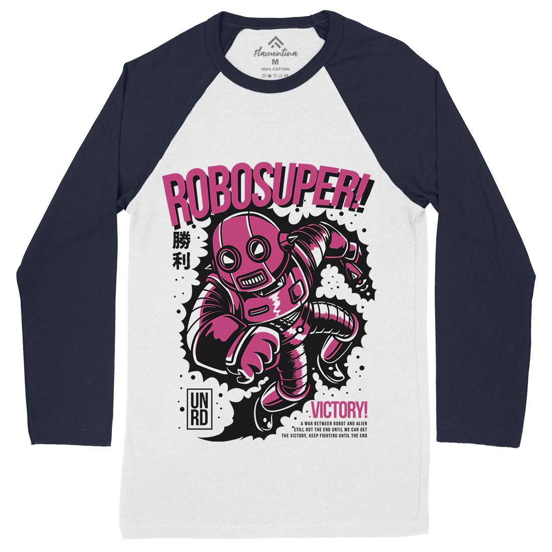 Super Robot Mens Long Sleeve Baseball T-Shirt Space D802