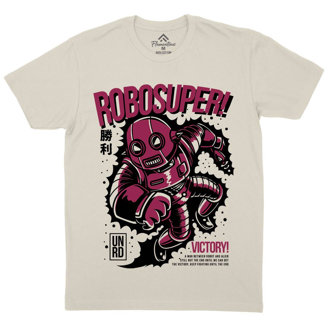 Super Robot Mens Organic Crew Neck T-Shirt Space D802