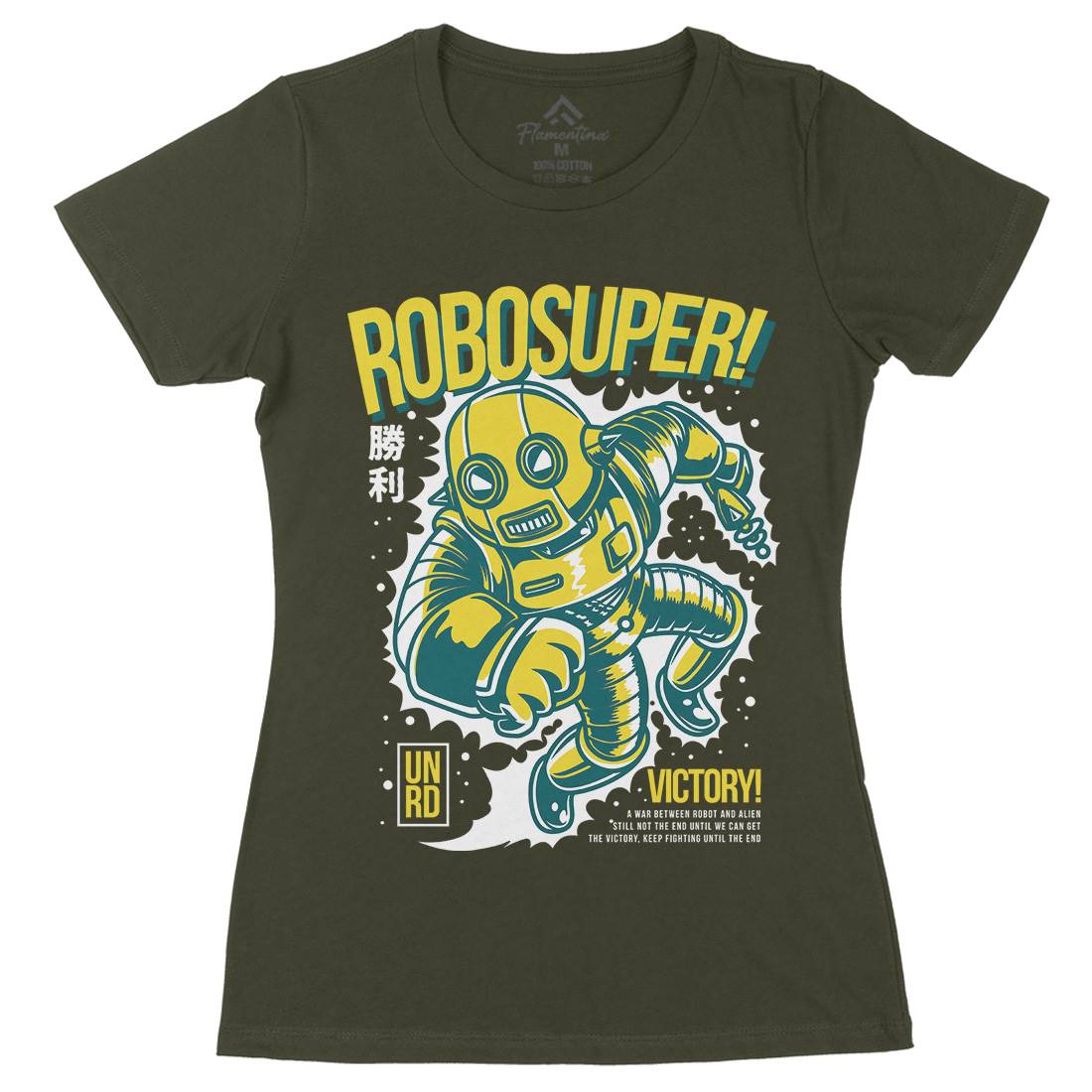 Super Robot Womens Organic Crew Neck T-Shirt Space D802