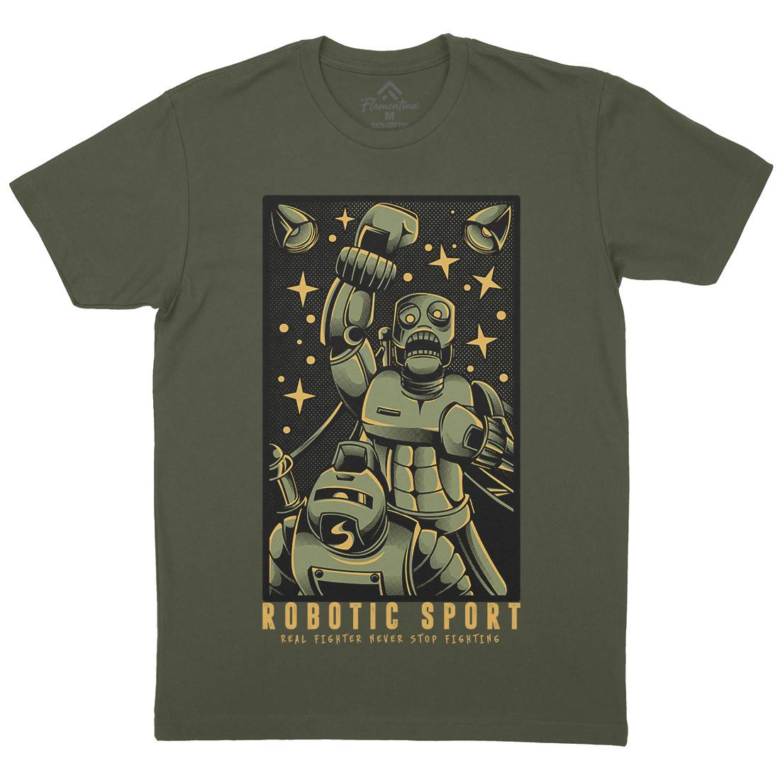 Robotic Fight Mens Organic Crew Neck T-Shirt Space D803