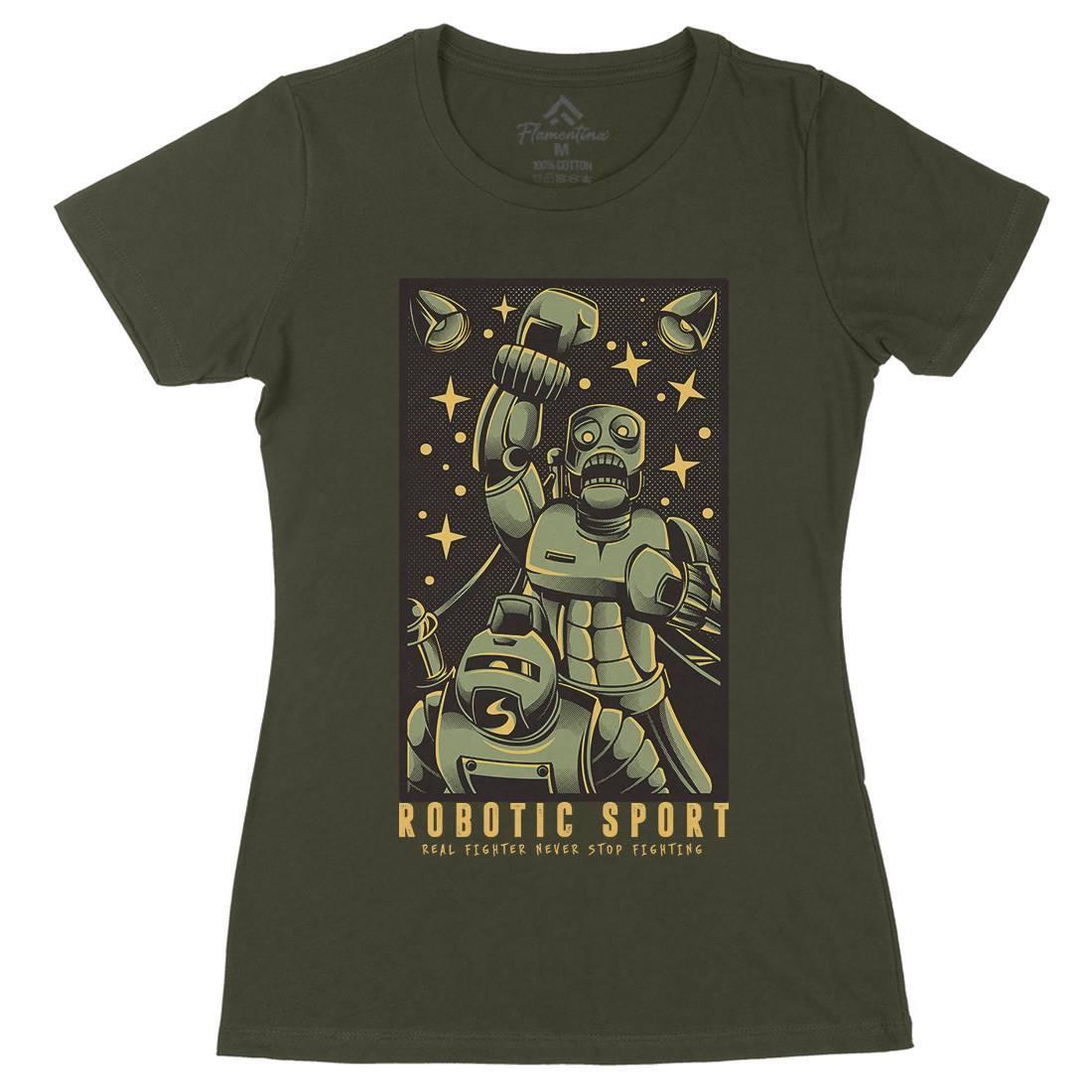 Robotic Fight Womens Organic Crew Neck T-Shirt Space D803