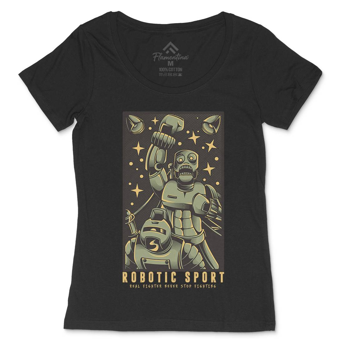 Robotic Fight Womens Scoop Neck T-Shirt Space D803
