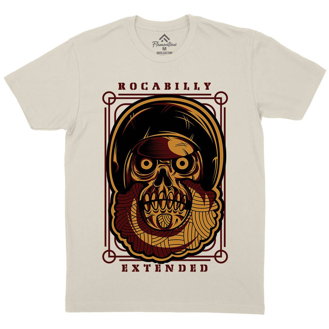 Rockabilly Mens Organic Crew Neck T-Shirt Music D804