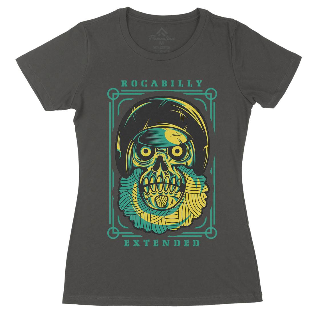 Rockabilly Womens Organic Crew Neck T-Shirt Music D804