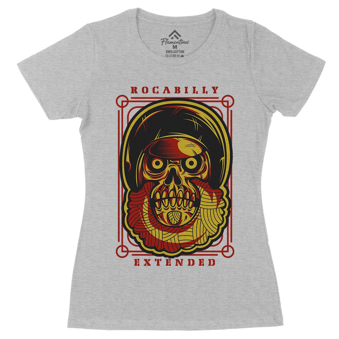 Rockabilly Womens Organic Crew Neck T-Shirt Music D804