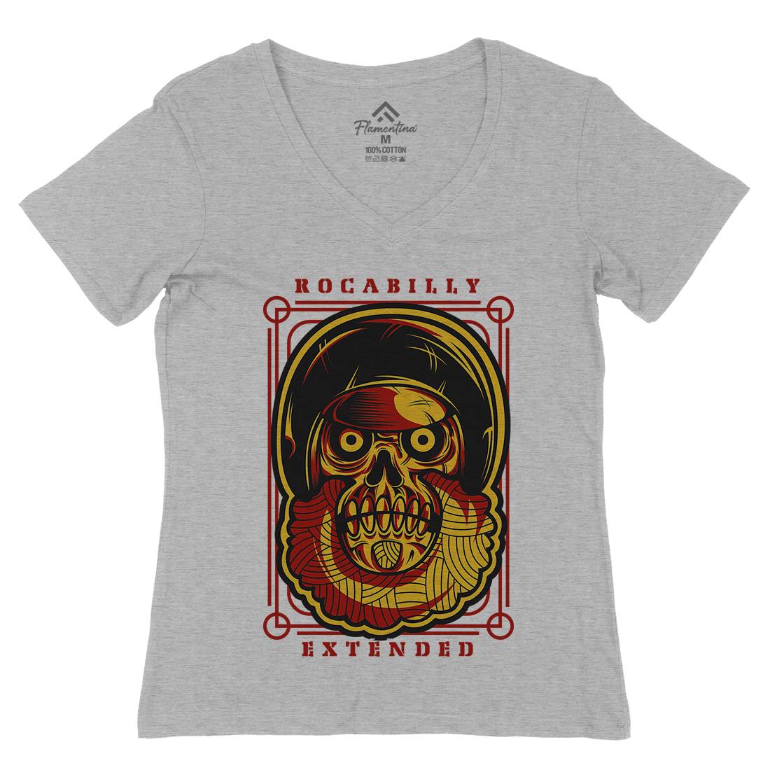 Rockabilly Womens Organic V-Neck T-Shirt Music D804