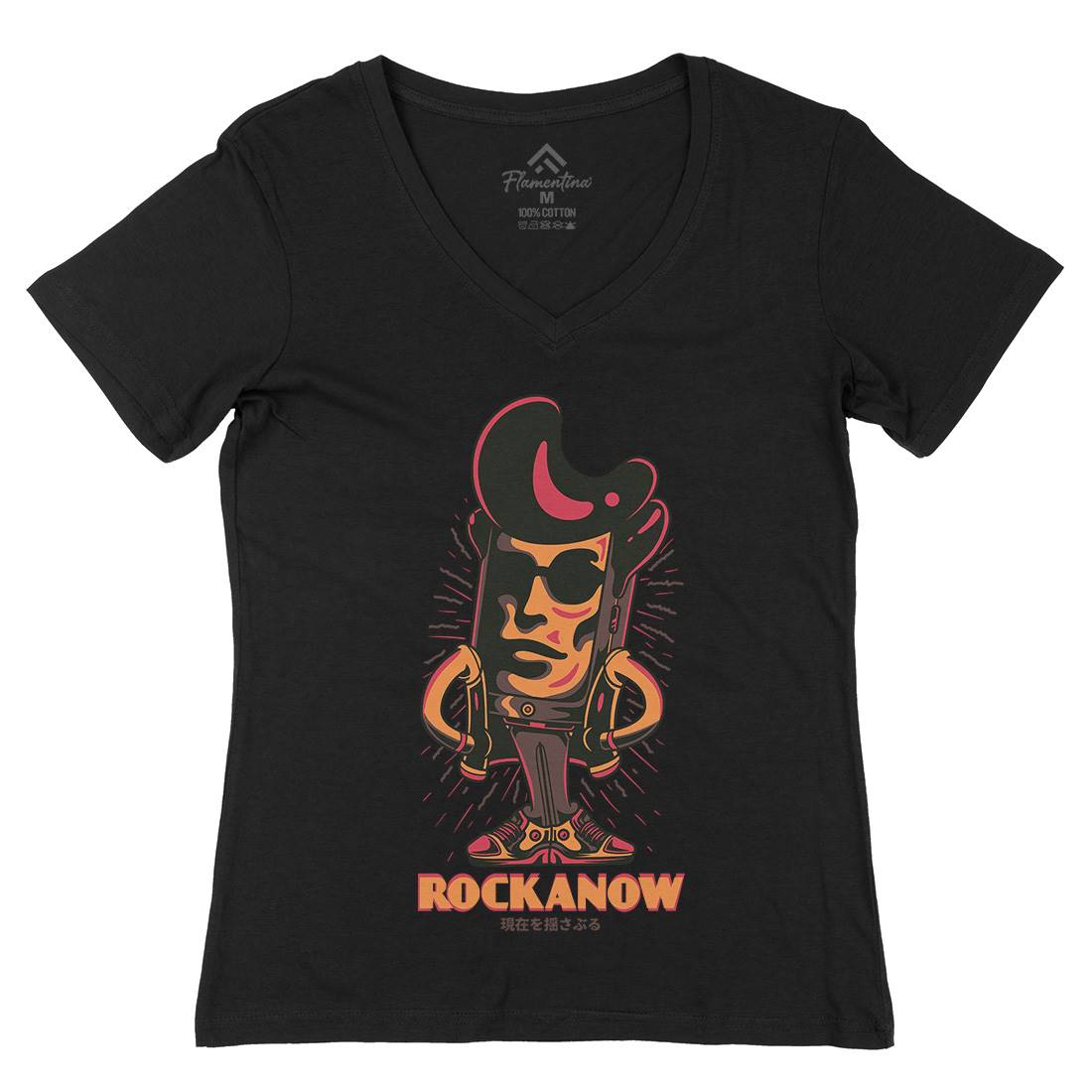 Rock Now Womens Organic V-Neck T-Shirt Music D805