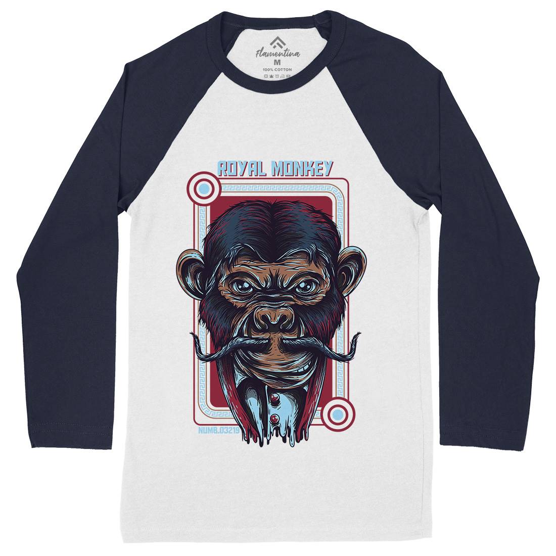 Royal Monkey Mens Long Sleeve Baseball T-Shirt Animals D806