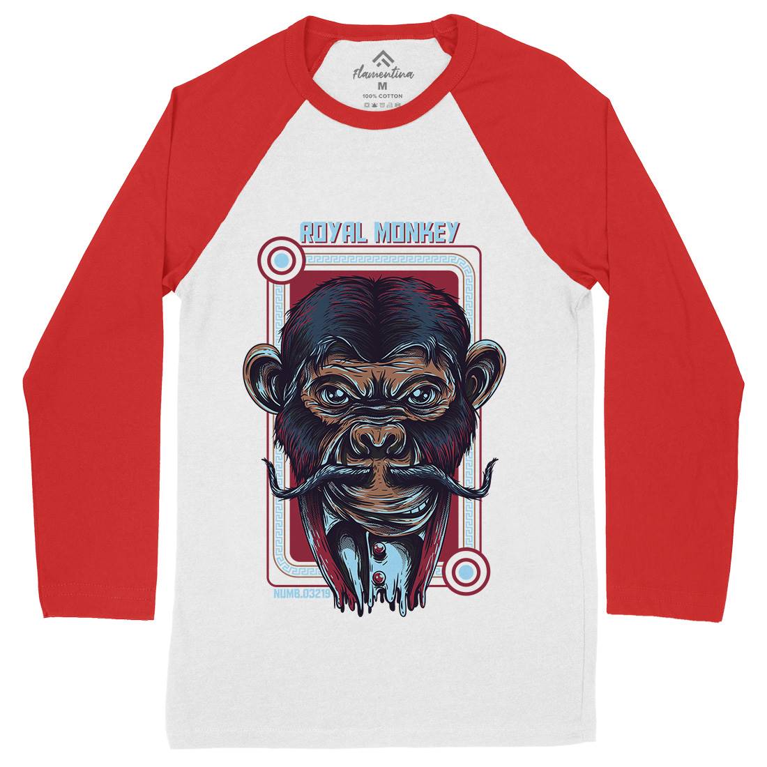 Royal Monkey Mens Long Sleeve Baseball T-Shirt Animals D806