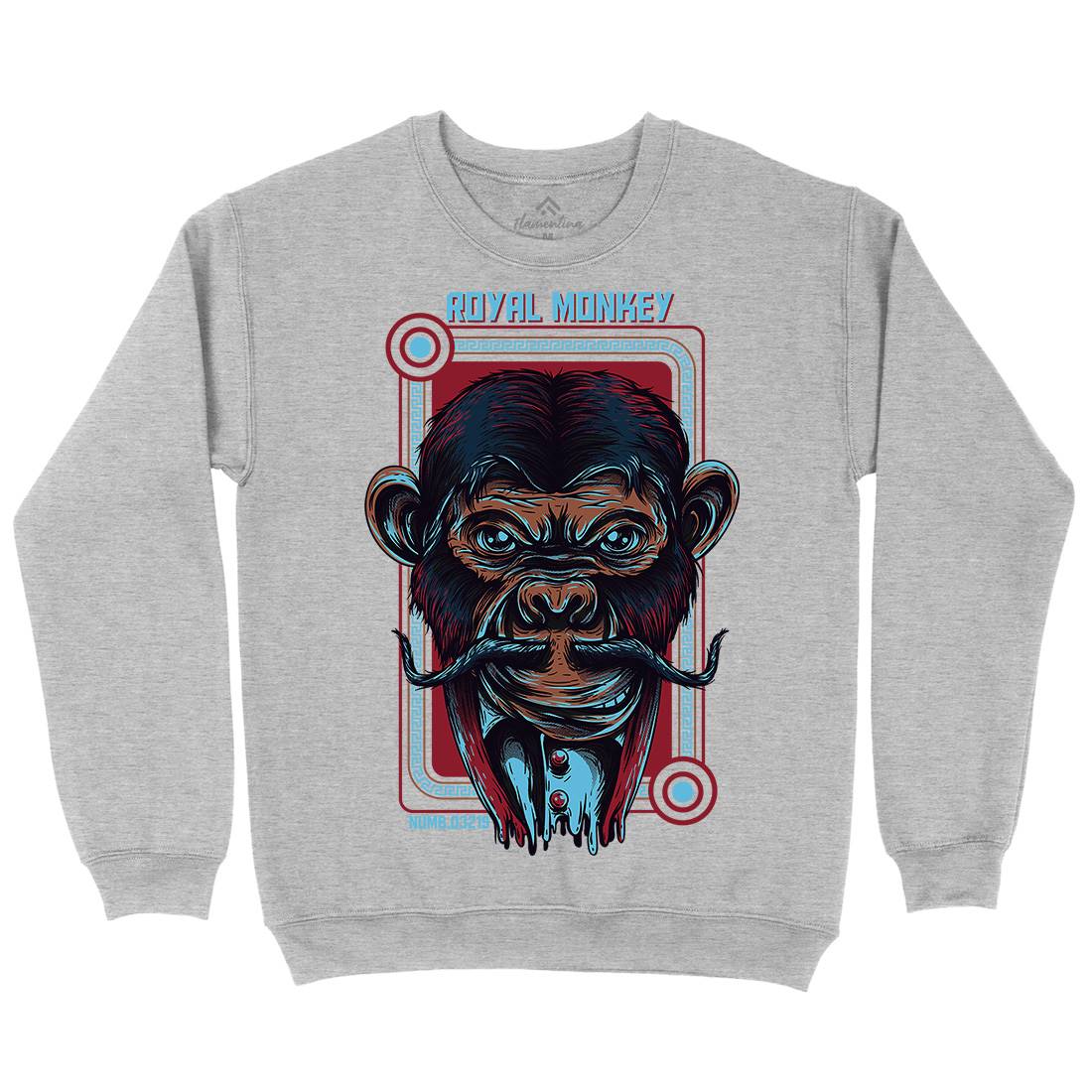 Royal Monkey Mens Crew Neck Sweatshirt Animals D806