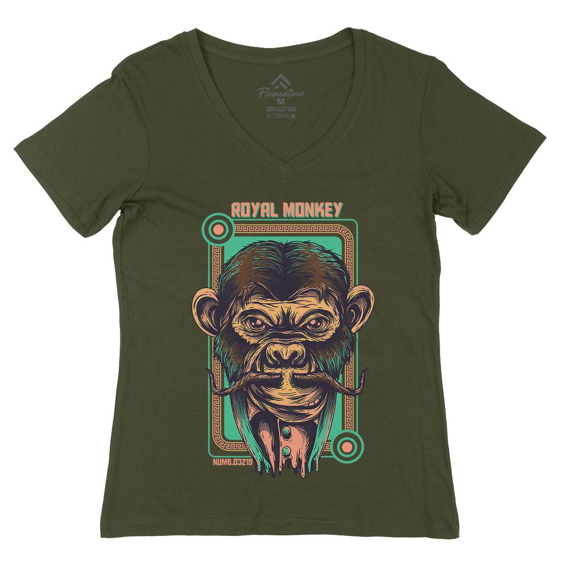 Royal Monkey Womens Organic V-Neck T-Shirt Animals D806