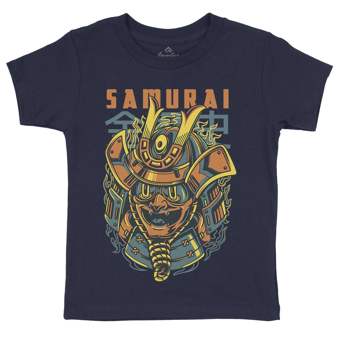 Samurai Mask Kids Organic Crew Neck T-Shirt Asian D807