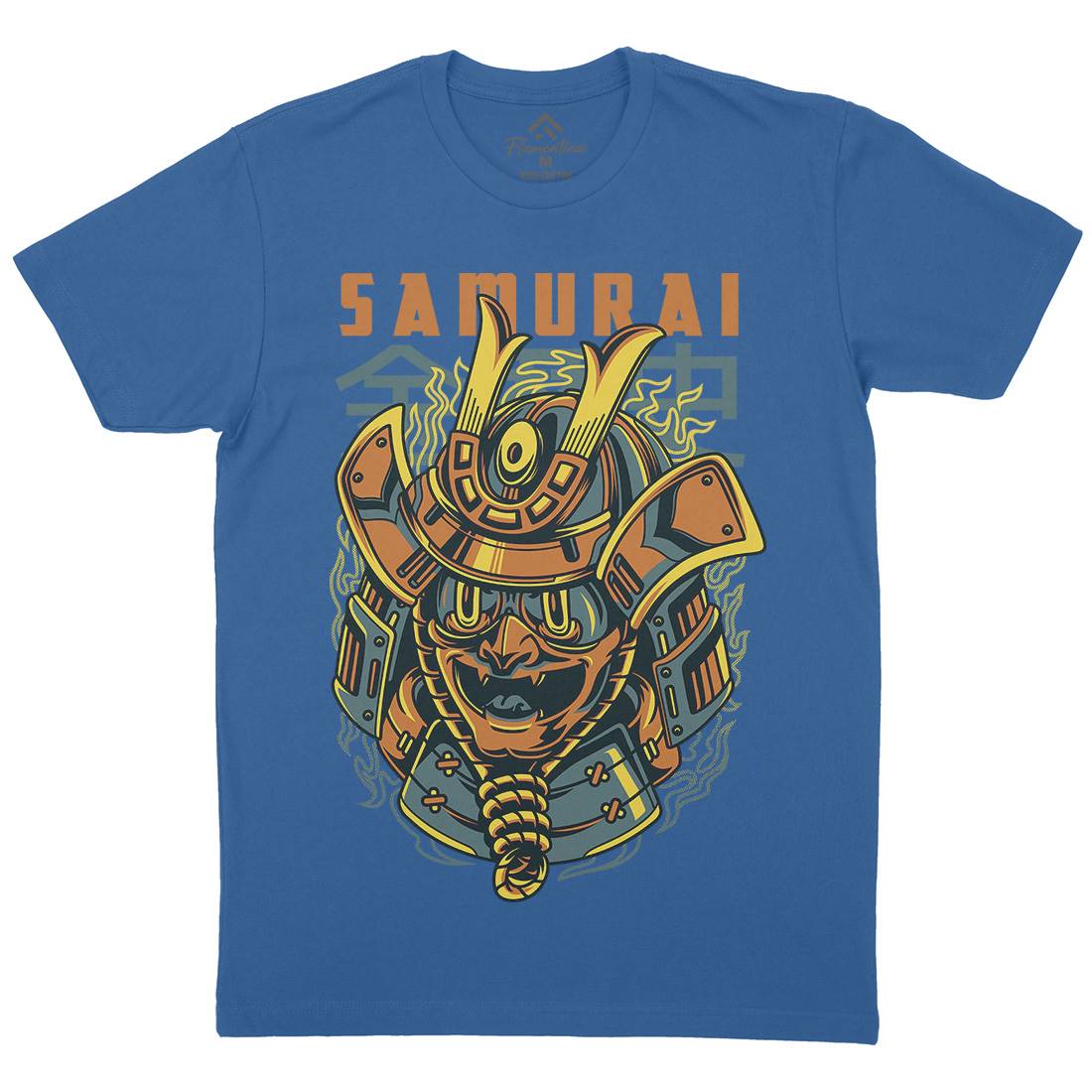 Samurai Mask Mens Organic Crew Neck T-Shirt Asian D807