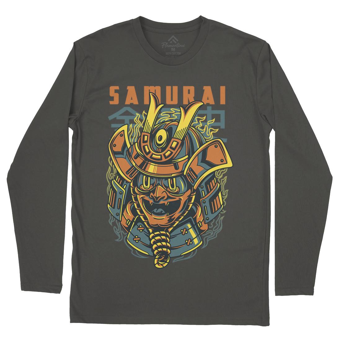 Samurai Mask Mens Long Sleeve T-Shirt Asian D807