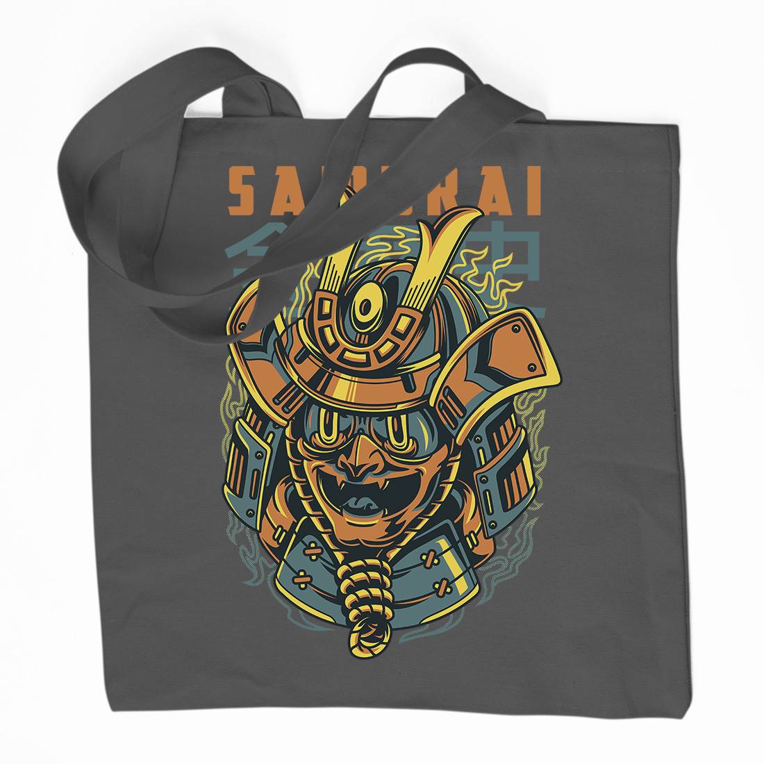 Samurai Mask Organic Premium Cotton Tote Bag Asian D807