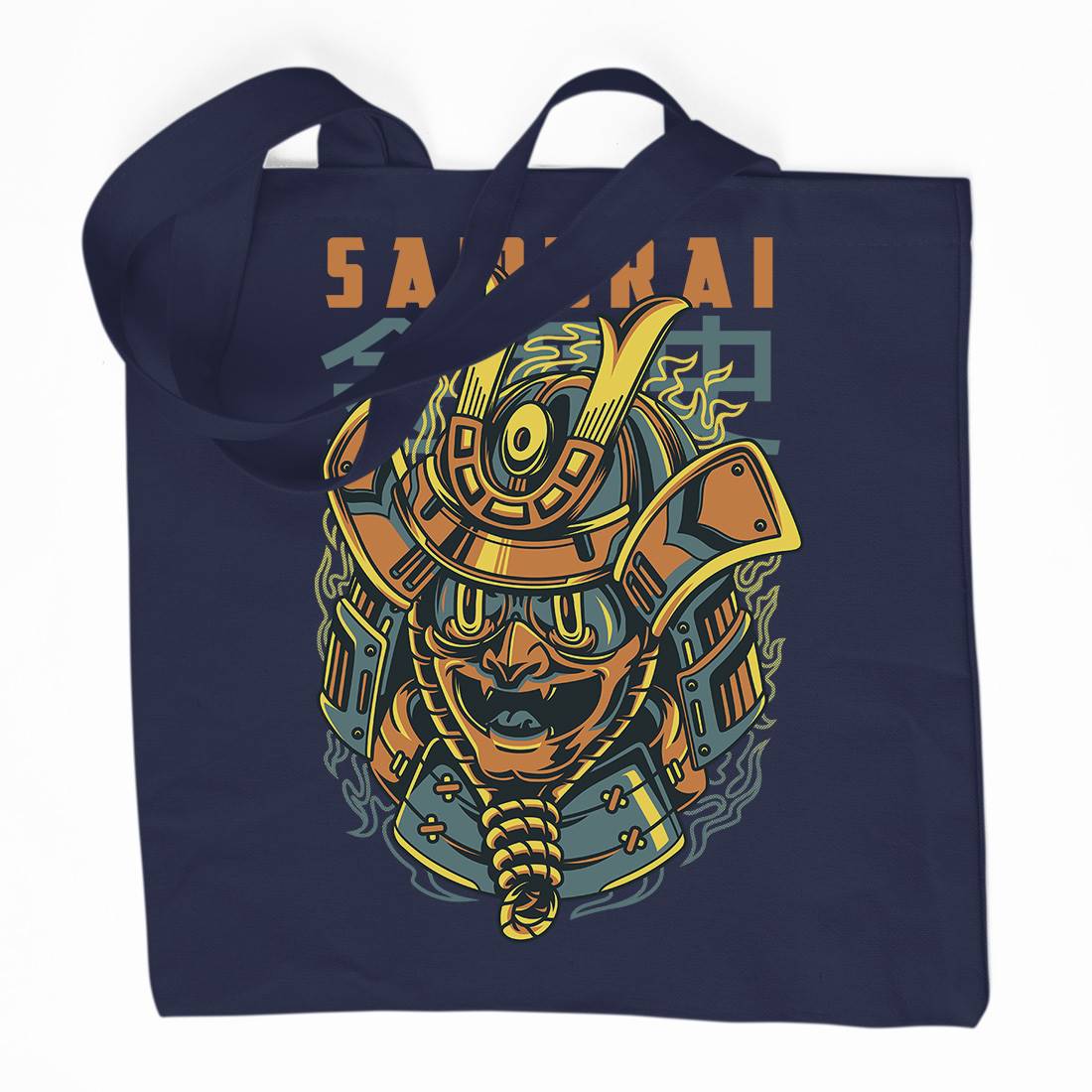 Samurai Mask Organic Premium Cotton Tote Bag Asian D807