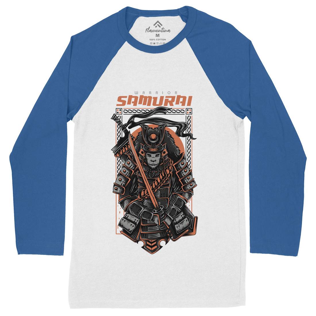 Samurai Mens Long Sleeve Baseball T-Shirt Warriors D808